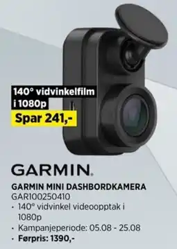 POWER GARMIN MINI DASHBORDKAMERA GAR100250410 tilbud