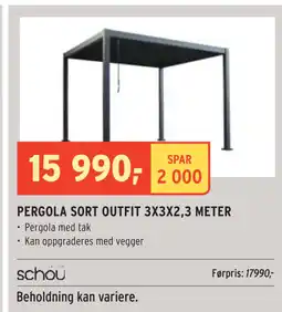 Montér PERGOLA SORT OUTFIT 3X3X2,3 METER tilbud