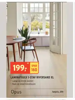 Montér LAMINATGULV 1-STAV RIVERSAND XL tilbud
