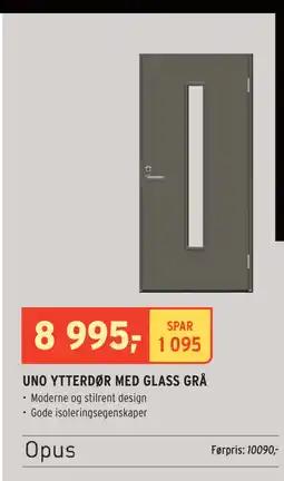 Montér UNO YTTERDØR MED GLASS GRÅ tilbud