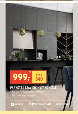 Montér PARKETT 1 STAV EIK HVIT NCASTLE tilbud
