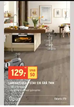 Montér LAMINATGULV 1-STAV EIK GRÅ 7MM tilbud