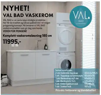 Flisekompaniet Komplett vaskeromsløsning 180 cm tilbud