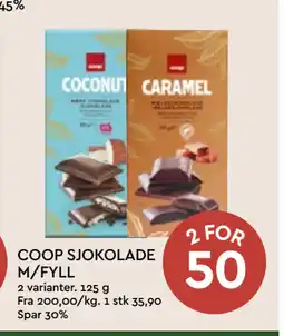 Coop Mega COOP SJOKOLADE M/FYLL tilbud