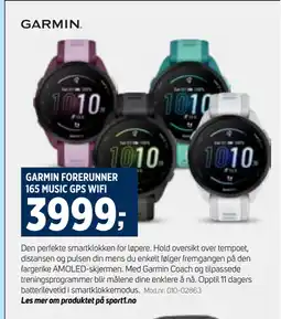 Sport 1 GARMIN FORERUNNER 165 MUSIC GPS WIFI tilbud