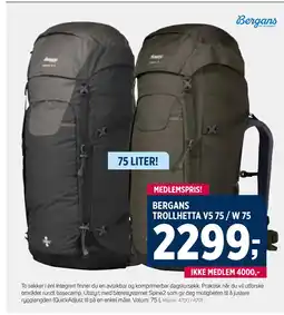 Sport 1 BERGANS TROLLHETTA V5 75 / W 75 tilbud