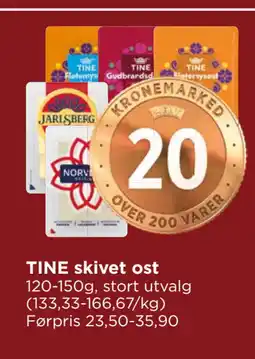 Meny TINE skivet ost tilbud