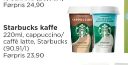 Meny Starbucks kaffe tilbud