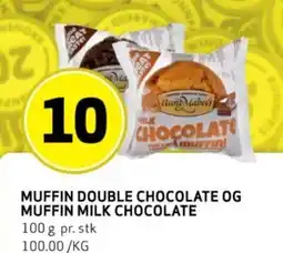 Bunnpris MUFFIN DOUBLE CHOCOLATE OG MUFFIN MILK CHOCOLATE tilbud