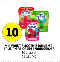 Bunnpris MIN FRUKT SMOOTHIE JORDBÆR, EPLE/PÆRE OG EPLE/BRINGEBÆR tilbud