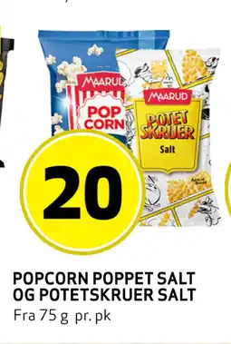 Bunnpris POPcorn Poppet Salt og Potetskruer Salt tilbud