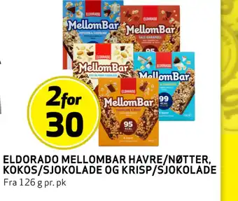 Bunnpris ELDORADO MELLOMBAR HAVRE/NØTTER, KOKOS/SJOKOLADE OG KRISP/SJOKOLADE tilbud