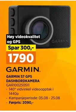 POWER GARMIN 57 GPS DASHBORDKAMERA tilbud
