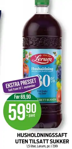 Kiwi Lerum husholdningssaft 80% tilbud