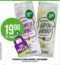 Kiwi HVERDAG FAMILIEBRØD, GROVBRØD tilbud