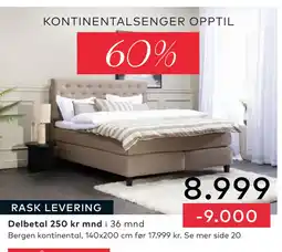 Skeidar Bergen kontinental , 140x200 cm tilbud