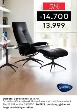 Skeidar Stressless City m/krakk tilbud