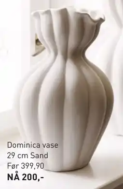 Kid Interiør Dominica vase 29 cm Sand tilbud