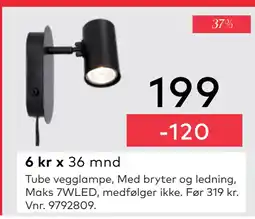 Skeidar Tube vegglampe tilbud