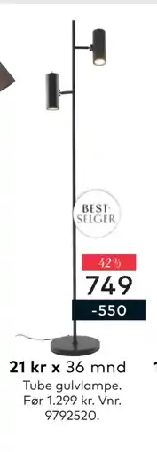 Skeidar Tube gulvlampe tilbud
