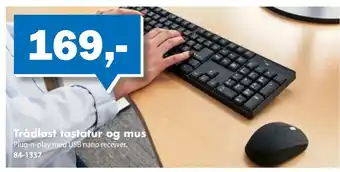 Biltema Trådløst tastatur og mus tilbud