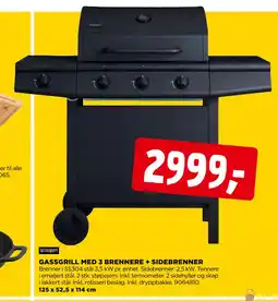 jem & fix GASSGRILL MED 3 BRENNERE + SIDEBRENNER tilbud