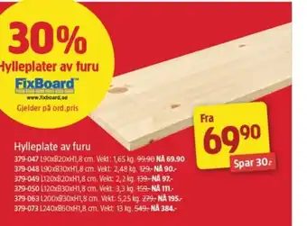 Jula Hylleplater av furu tilbud