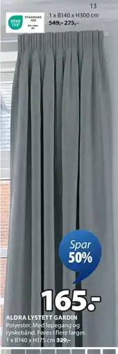 JYSK ALDRA LYSTETT GARDIN tilbud