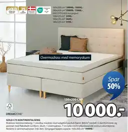 JYSK GOLD C75 KONTINENTALSENG tilbud