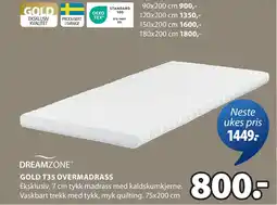 JYSK GOLD T35 OVERMADRASS tilbud