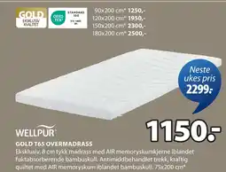 JYSK GOLD T65 OVERMADRASS tilbud