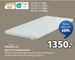 JYSK GOLD T80 OVERMADRASS tilbud