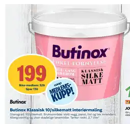 Coop Byggmix Butinox Klassisk 10/silkematt interiørmaling tilbud