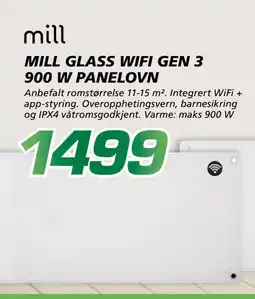 Coop Byggmix MILL GLASS WIFI GEN 3 900 W PANELOVN tilbud