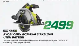 Coop Byggmix RYOBI ONE+ RCS18X-0 SIRKELSAG UTEN BATTERI tilbud