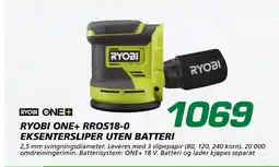 Coop Byggmix RYOBI ONE+ RROS18-0 EKSENTERSLIPER UTEN BATTERI tilbud