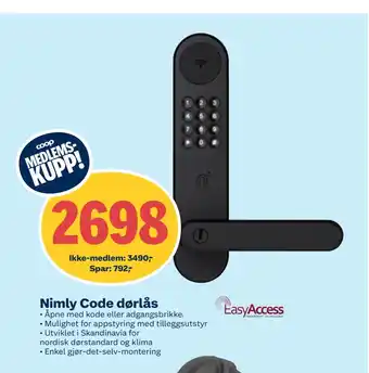 Coop Obs Nimly Code dørlås tilbud