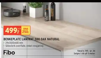 Montér BENKEPLATE LAMINAT 388 OAK NATURAL tilbud