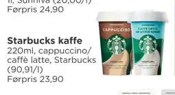 Meny Starbucks kaffe tilbud