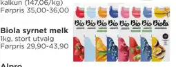 Meny Biola syrnet melk tilbud