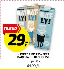 Bunnpris HAVREDRIKK 15% FETT, BARISTA OG ØKOLOGISK tilbud
