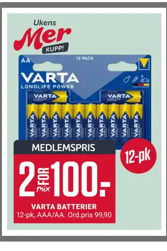 Europris VARTA BATTERIER tilbud