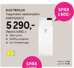 ELON ELECTROLUX Toppmatet vaskemaskin EW6T5226C5 tilbud