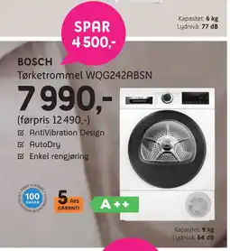 ELON BOSCH Tørketrommel WQG242ABSN tilbud