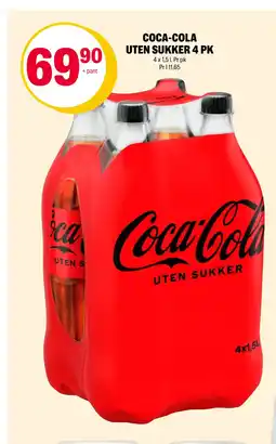 Coop Extra COCA-COLA UTEN SUKKER 4 PK tilbud