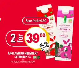 Coop Extra ÄNGLAMARK HELMELK/ LETTMELK 1% tilbud
