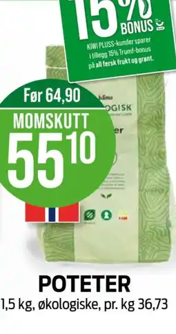Kiwi POTETER 1,5 kg, økologiske tilbud