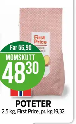 Kiwi POTETER 2,5 kg, First Price tilbud