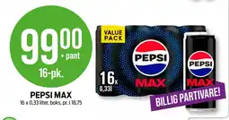 Kiwi PEPSI MAX 16 x 0.33 liter tilbud