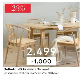 Skeidar Cassandra stol tilbud